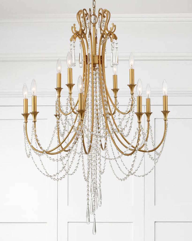 ##Antique Hardware## Arcadia 12 Light Antique Gold Chandelier