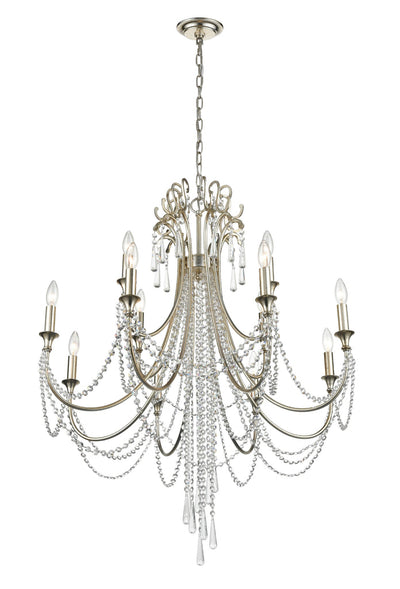 ##Antique Hardware## Arcadia 12 Light Antique Silver Chandelier