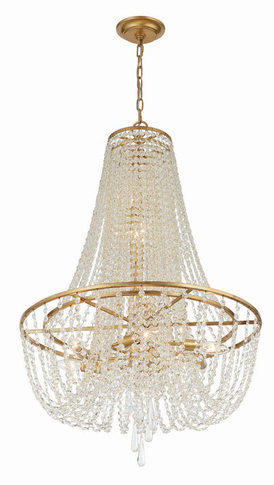 ##Antique Hardware## Arcadia 9 Light Antique Gold Chandelier