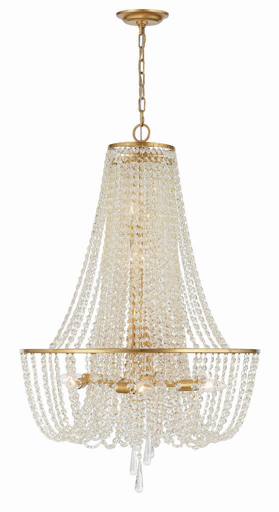 ##Antique Hardware## Arcadia 9 Light Antique Gold Chandelier