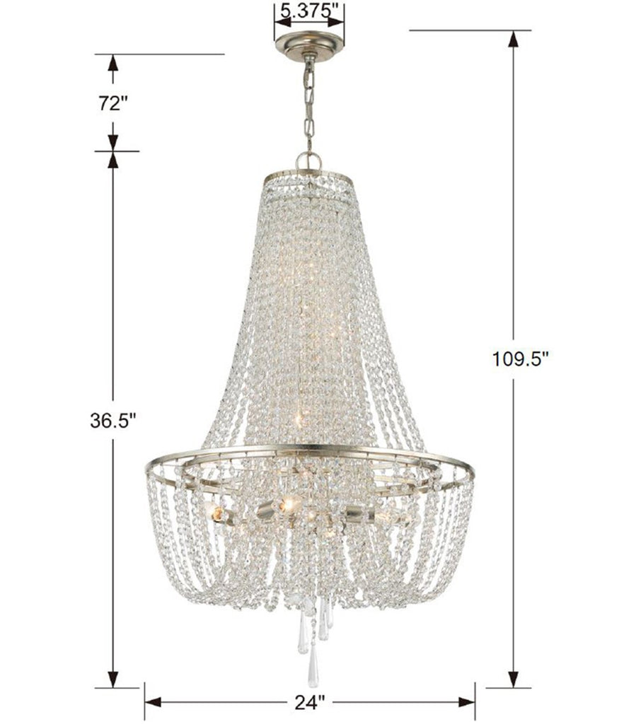 ##Antique Hardware## Arcadia 9 Light Antique Silver Chandelier