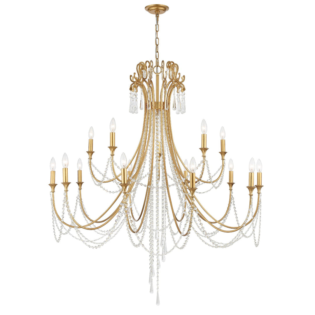 ##Antique Hardware## Arcadia 15 Light Antique Gold Chandelier