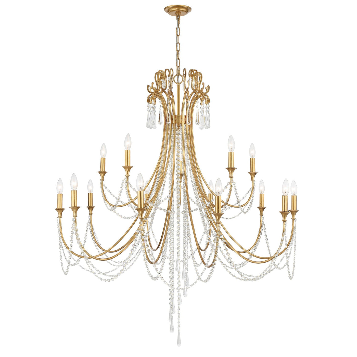 ##Antique Hardware## Arcadia 15 Light Antique Gold Chandelier