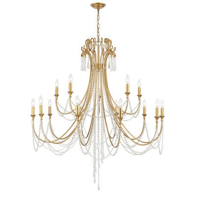 ##Antique Hardware## Arcadia 15 Light Antique Gold Chandelier