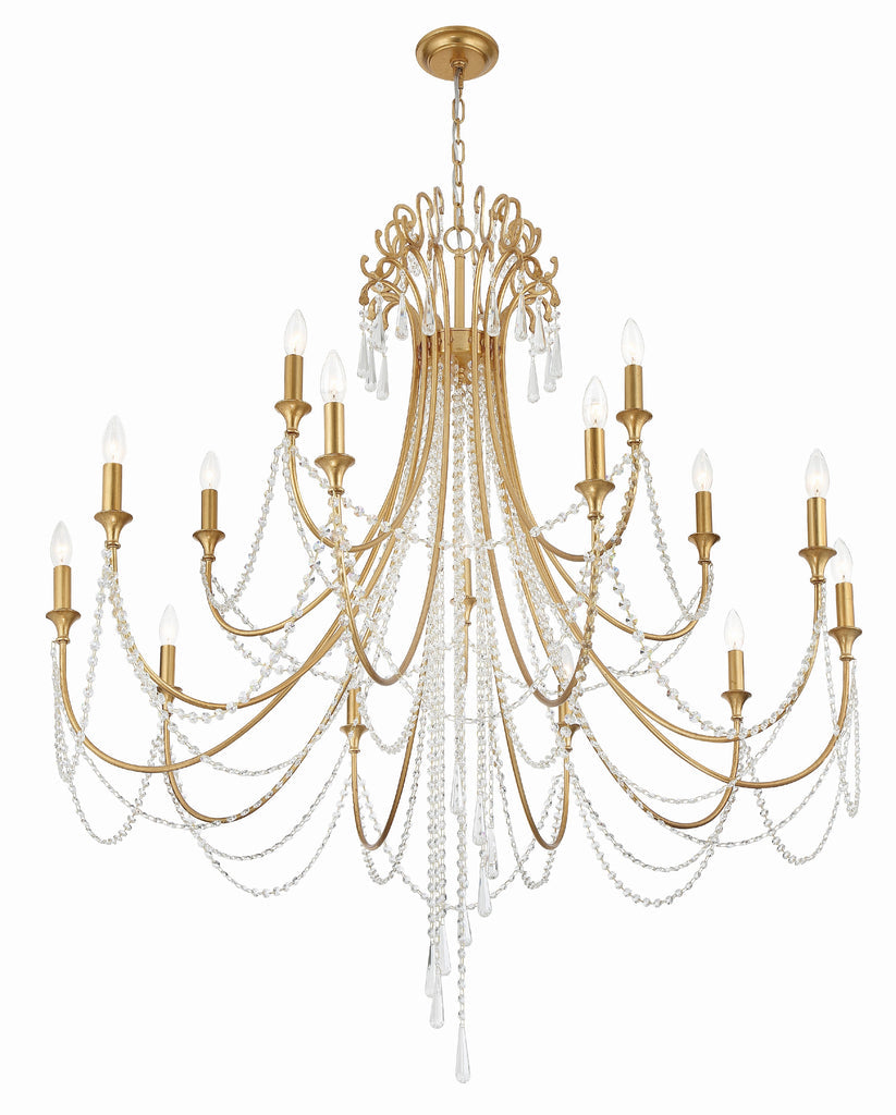 ##Antique Hardware## Arcadia 15 Light Antique Gold Chandelier