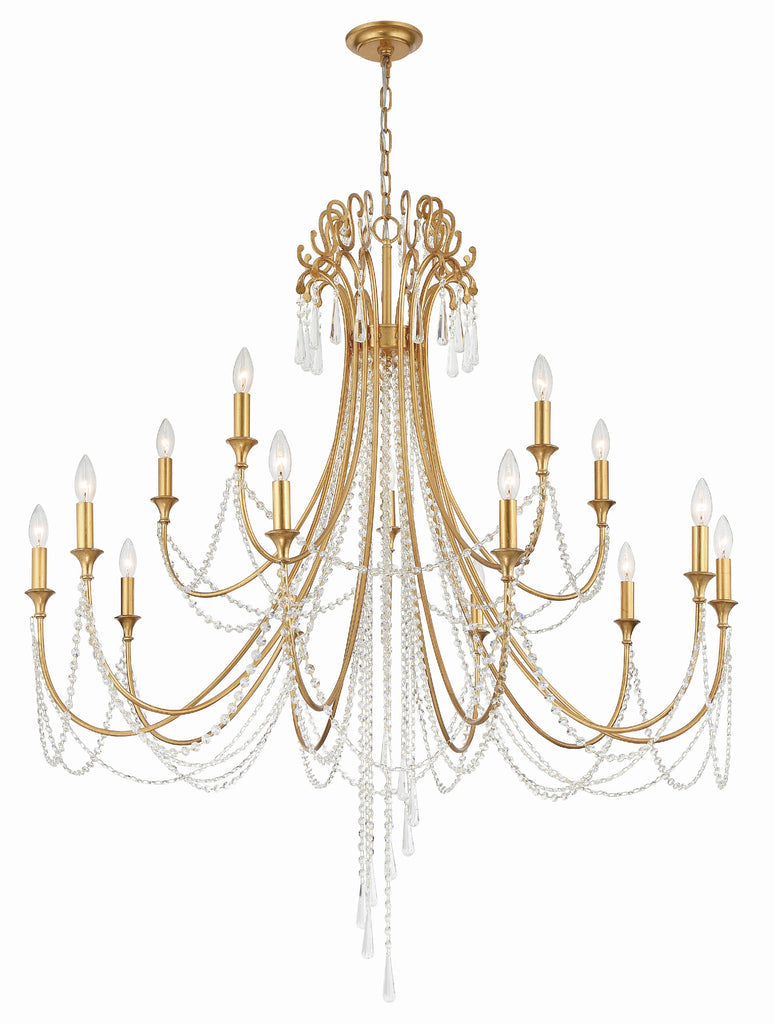 ##Antique Hardware## Arcadia 15 Light Antique Gold Chandelier