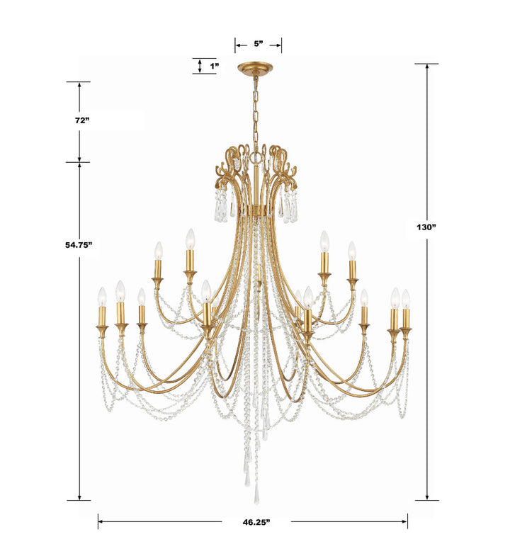 ##Antique Hardware## Arcadia 15 Light Antique Gold Chandelier