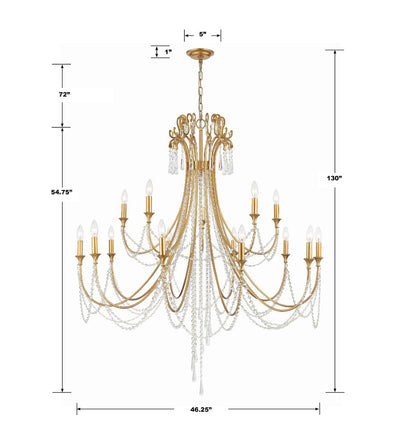 ##Antique Hardware## Arcadia 15 Light Antique Gold Chandelier