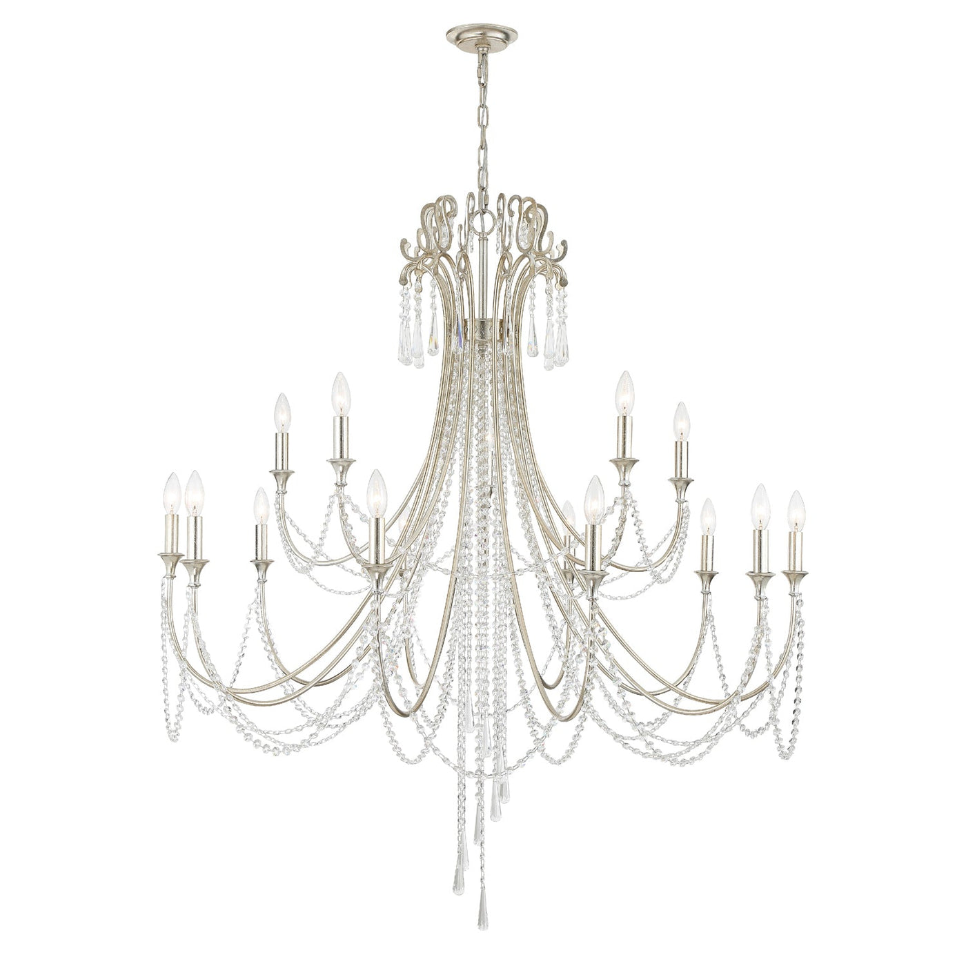 ##Antique Hardware## Arcadia 15 Light Antique Silver Chandelier