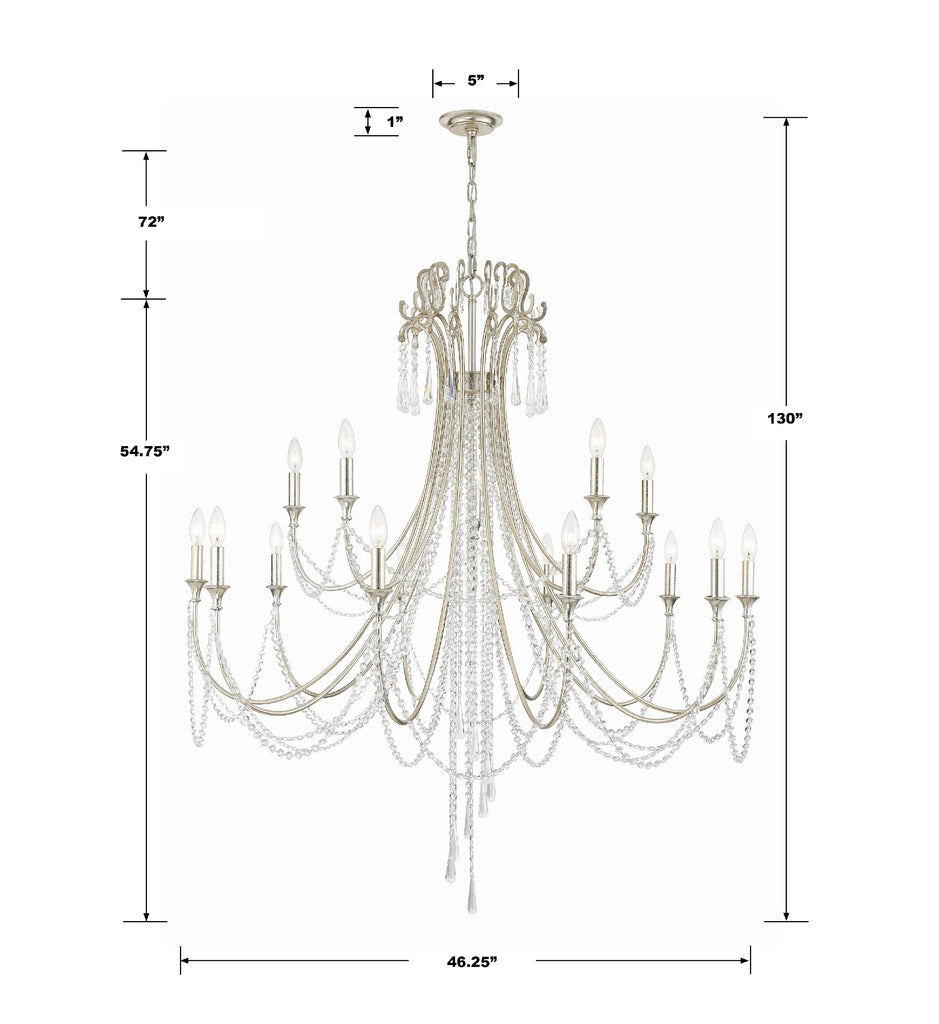 ##Antique Hardware## Arcadia 15 Light Antique Silver Chandelier