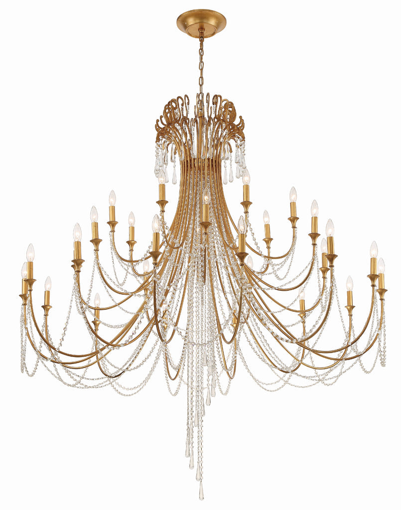 ##Antique Hardware## Arcadia 28 Light Antique Gold Chandelier