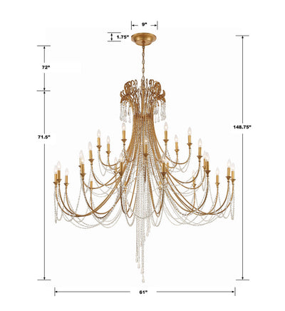 ##Antique Hardware## Arcadia 28 Light Antique Gold Chandelier