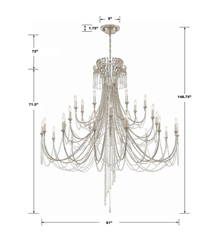 ##Antique Hardware## Arcadia 28 Light Antique Silver Chandelier