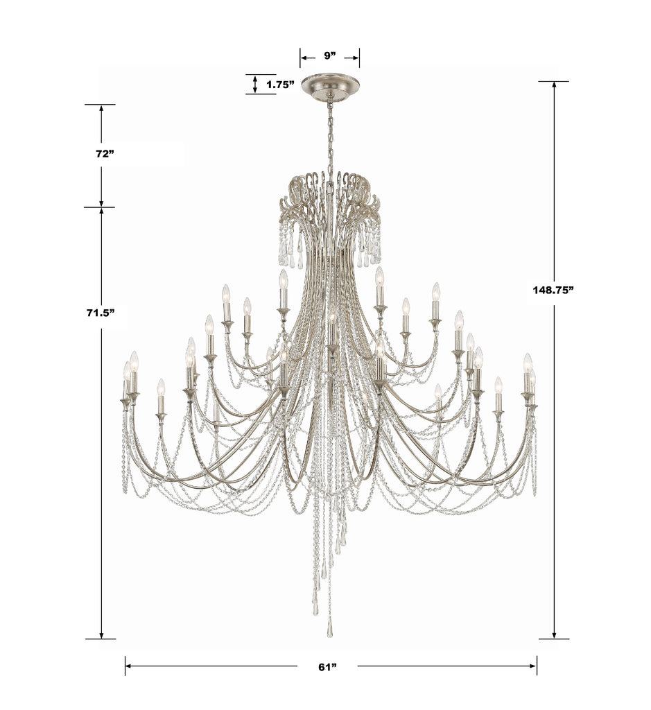 ##Antique Hardware## Arcadia 28 Light Antique Silver Chandelier