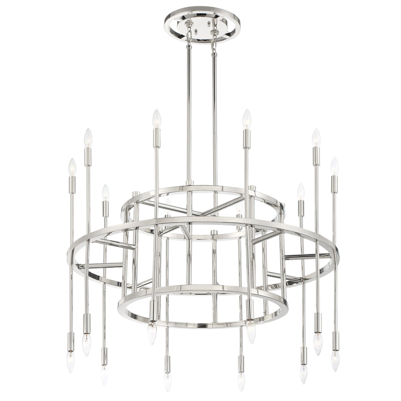 ##Antique Hardware## Aries 20 Light Polished Nickel Chandelier