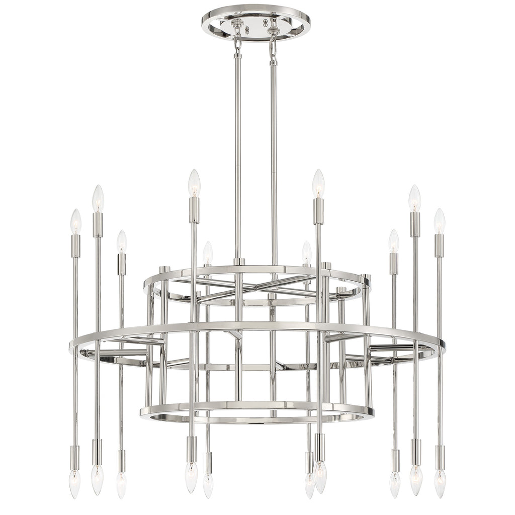 ##Antique Hardware## Aries 20 Light Polished Nickel Chandelier