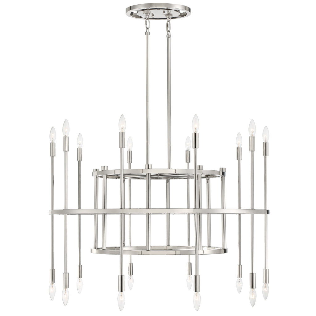 ##Antique Hardware## Aries 20 Light Polished Nickel Chandelier