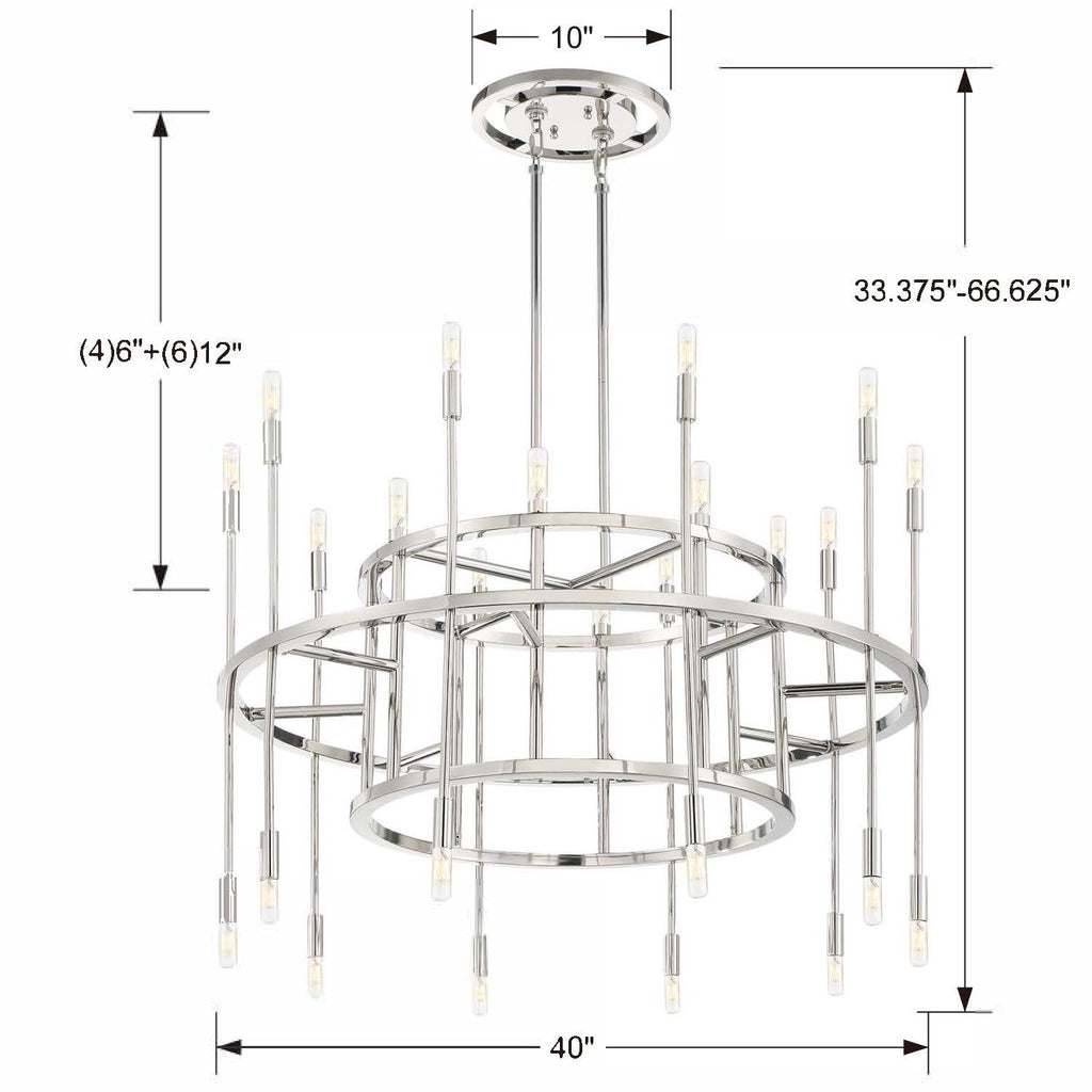 ##Antique Hardware## Aries 20 Light Polished Nickel Chandelier