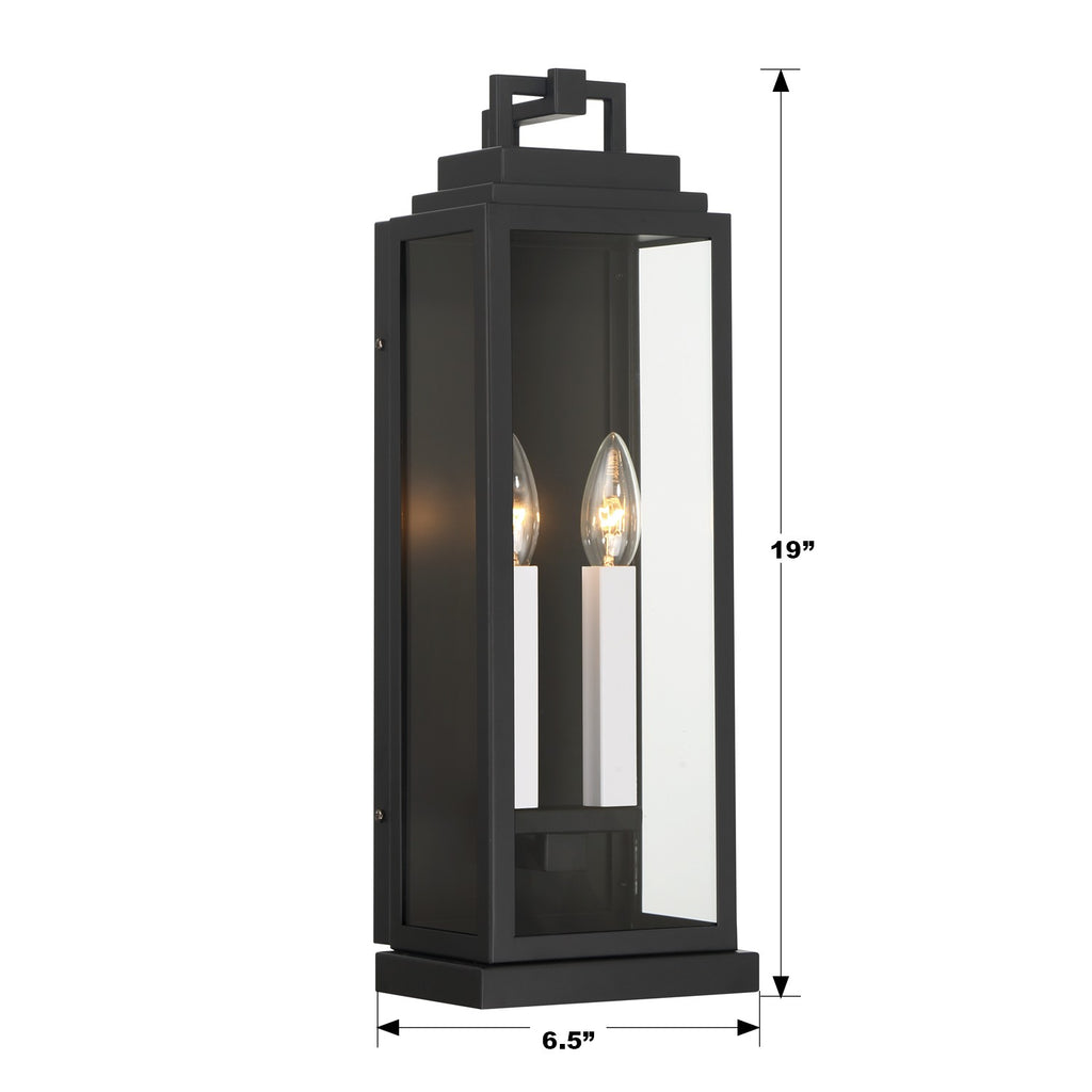 ##Antique Hardware## Aspen 2 Light Matte Black Outdoor Sconce