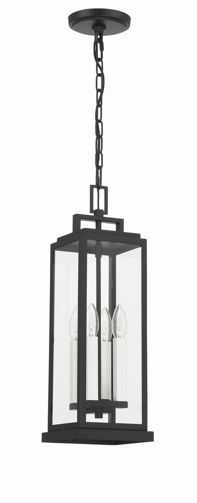 ##Antique Hardware## Aspen 4 Light Matte Black Outdoor Pendant