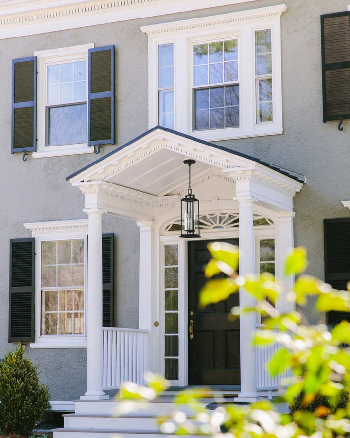 ##Antique Hardware## Aspen 4 Light Matte Black Outdoor Pendant