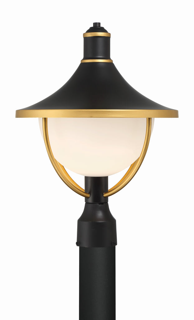 ##Antique Hardware## Atlas 1 Light Matte Black + Textured Gold Outdoor Post