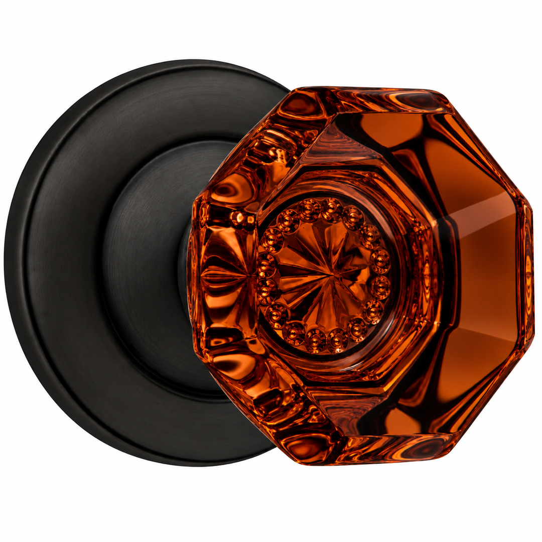 Magnifique® Classic Door Set with Amber Glass Knobs (Several Finishes Available)