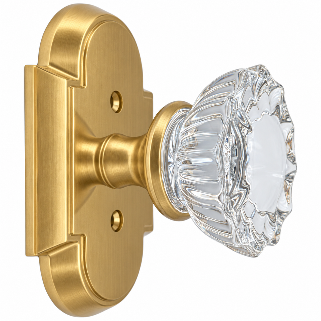 Magnifique® Arched Door Set with Crystal Fluted Knobs (Several Finishes Available)