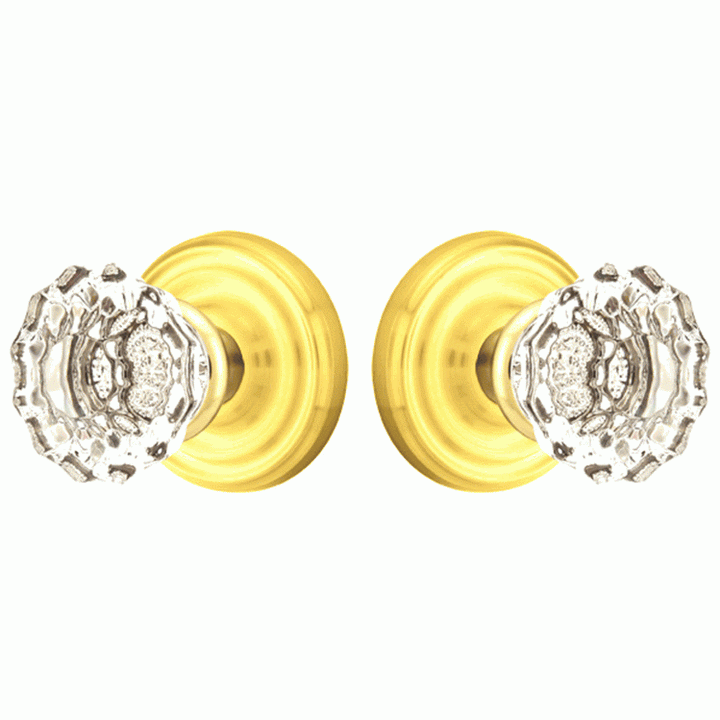 Antique Hardware Crystal Astoria Door Knob Set With Regular Rosette (Several Finish Options) EMTEK GLASS CRYSTAL ASTORIA DOOR KNOB