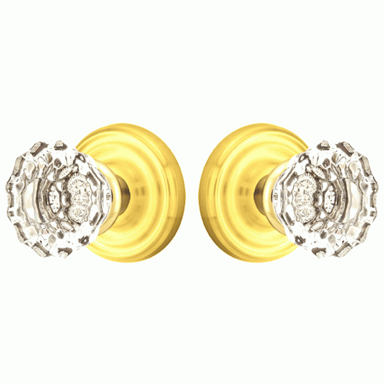 Antique Hardware Crystal Astoria Door Knob Set With Regular Rosette (Several Finish Options) EMTEK GLASS CRYSTAL ASTORIA DOOR KNOB