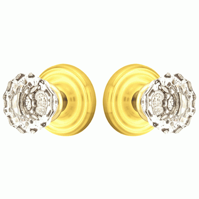 Antique Hardware Crystal Astoria Door Knob Set With Regular Rosette (Several Finish Options) EMTEK GLASS CRYSTAL ASTORIA DOOR KNOB