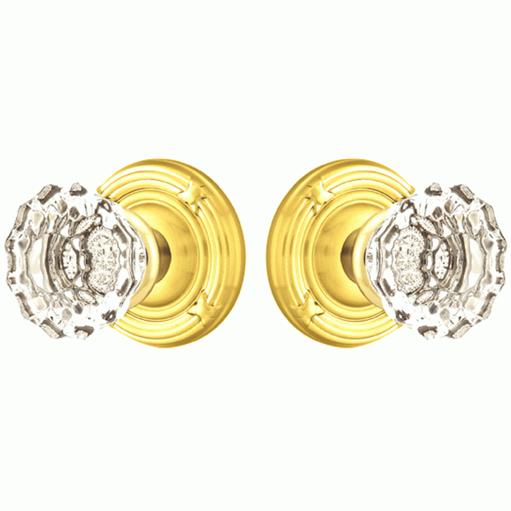 ##Antique Hardware## Emtek Crystal Astoria Door Knob Set With Ribbon & Reed Rosette (Several Finish Options)