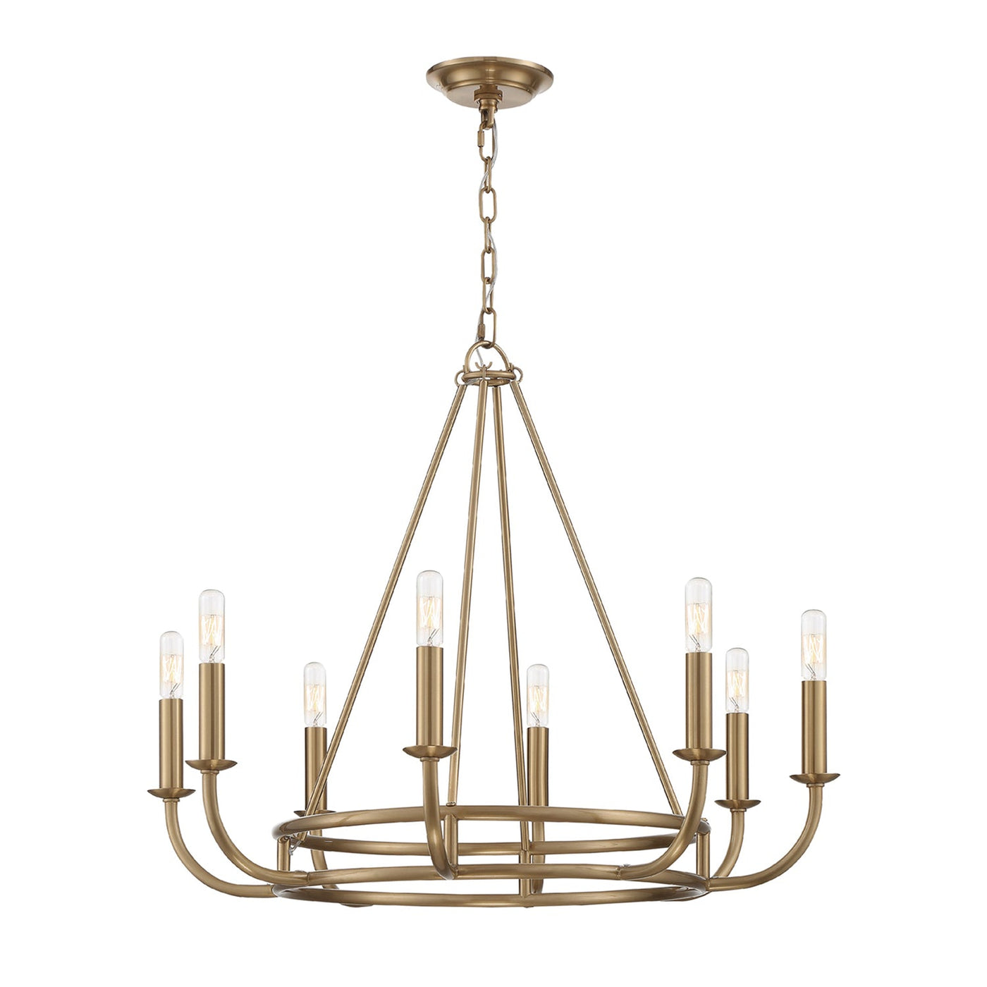 ##Antique Hardware## Bailey 8 Light Aged Brass Chandelier