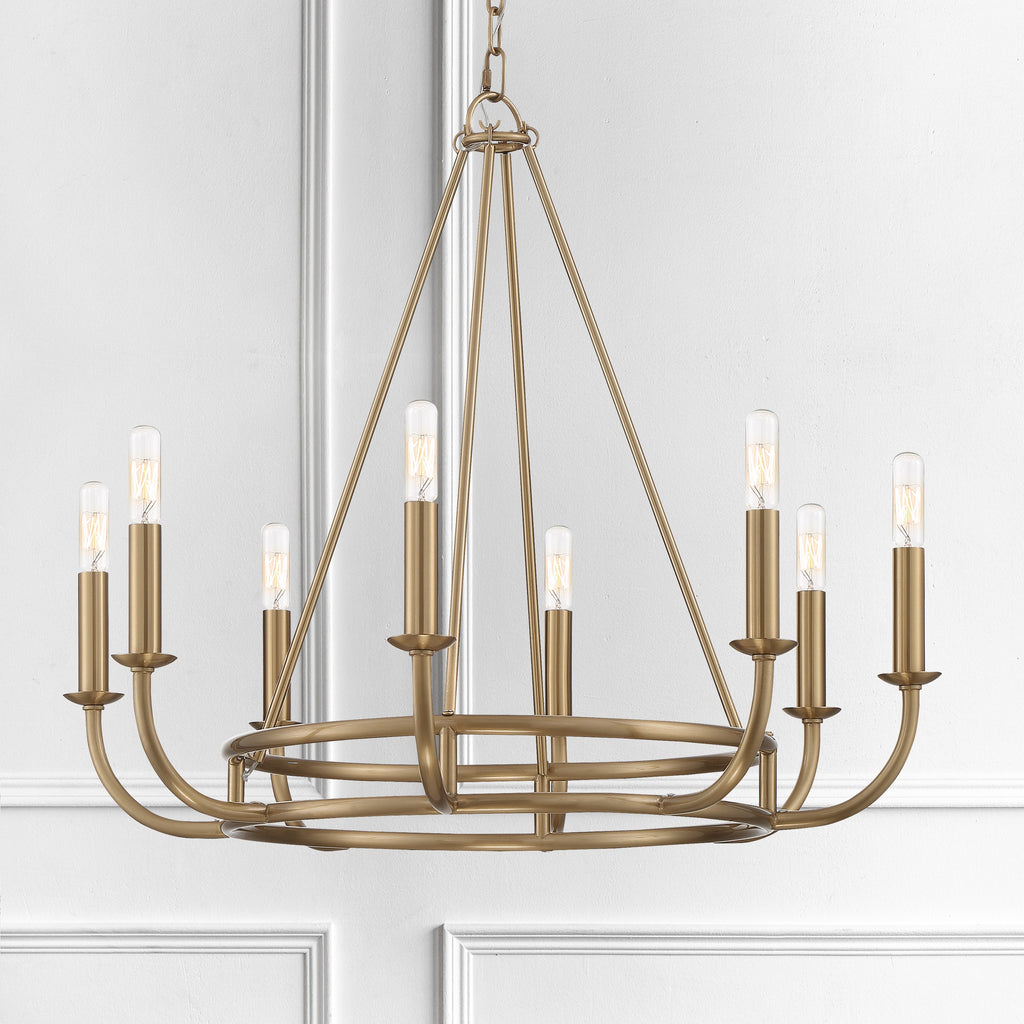 ##Antique Hardware## Bailey 8 Light Aged Brass Chandelier