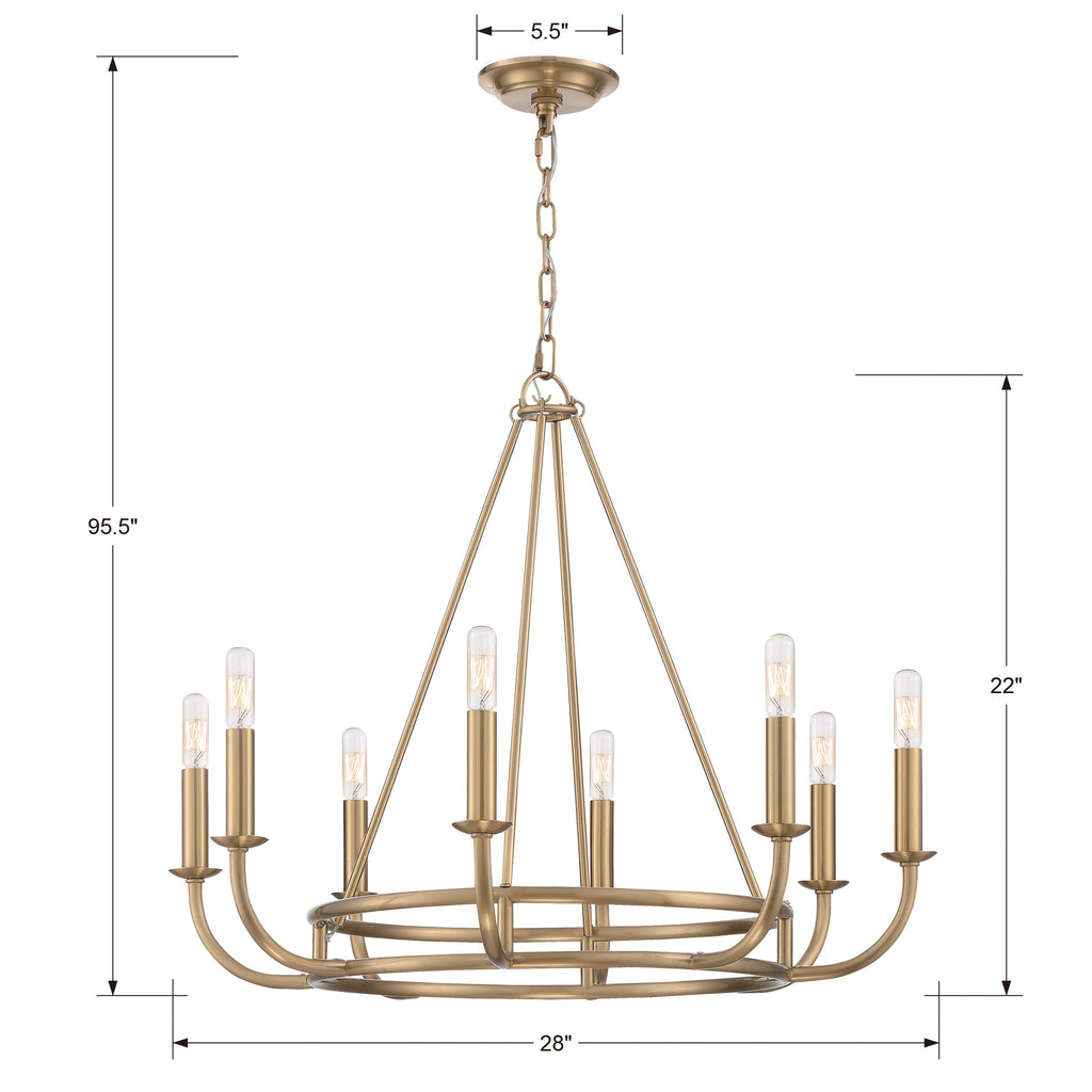 ##Antique Hardware## Bailey 8 Light Aged Brass Chandelier