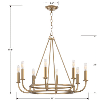 ##Antique Hardware## Bailey 8 Light Aged Brass Chandelier