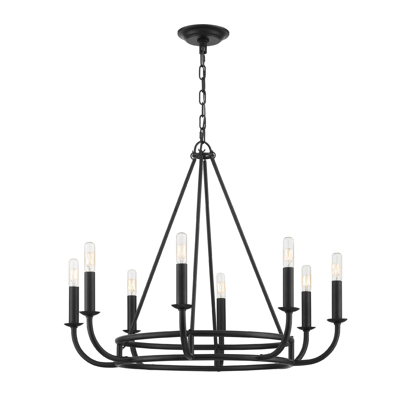 ##Antique Hardware## Bailey 8 Light Matte Black Chandelier