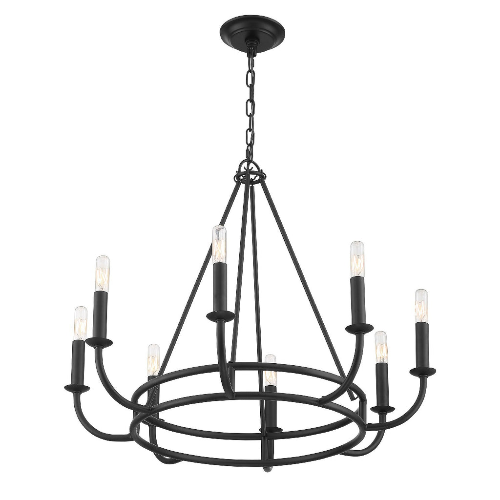 ##Antique Hardware## Bailey 8 Light Matte Black Chandelier