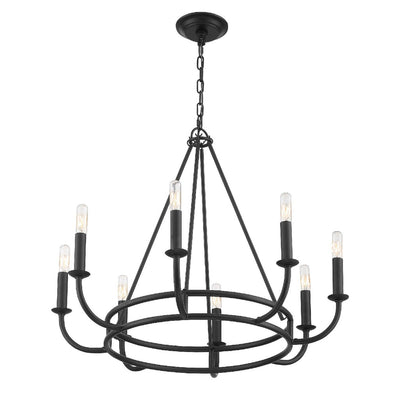 ##Antique Hardware## Bailey 8 Light Matte Black Chandelier