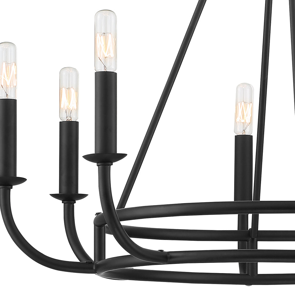 ##Antique Hardware## Bailey 8 Light Matte Black Chandelier