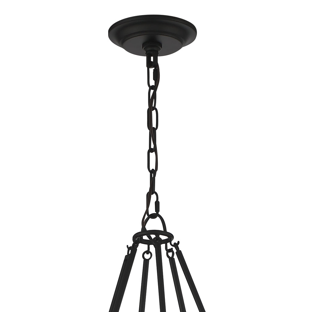 ##Antique Hardware## Bailey 8 Light Matte Black Chandelier