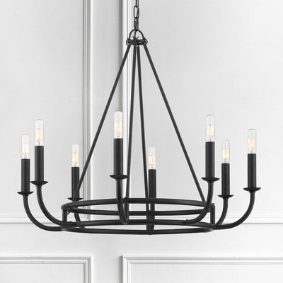 ##Antique Hardware## Bailey 8 Light Matte Black Chandelier