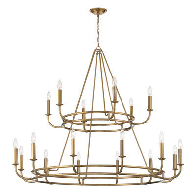 ##Antique Hardware## Bailey 18 Light Aged Brass Chandelier