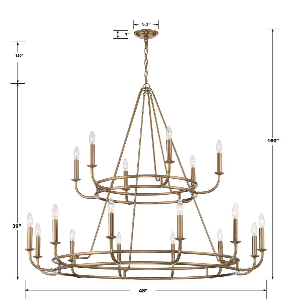 ##Antique Hardware## Bailey 18 Light Aged Brass Chandelier