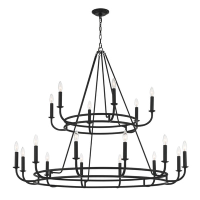 ##Antique Hardware## Bailey 18 Light Matte Black Chandelier