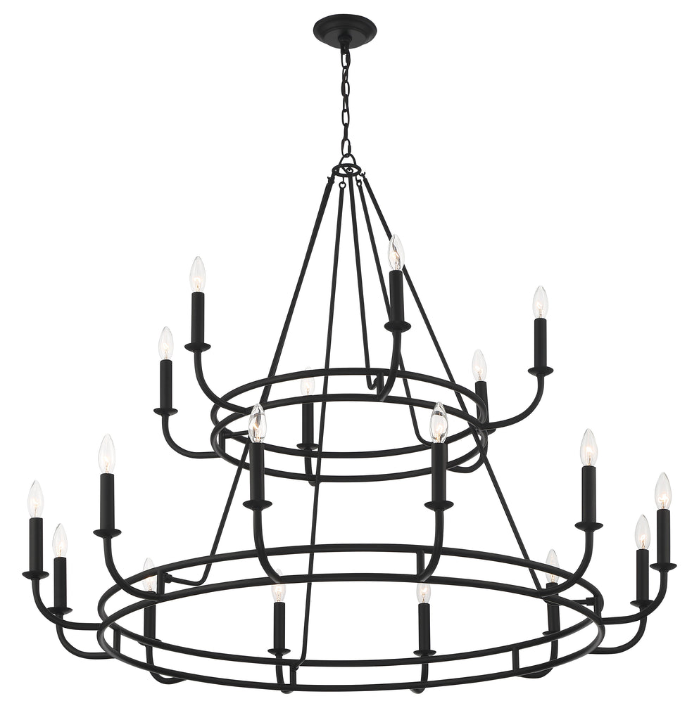 ##Antique Hardware## Bailey 18 Light Matte Black Chandelier