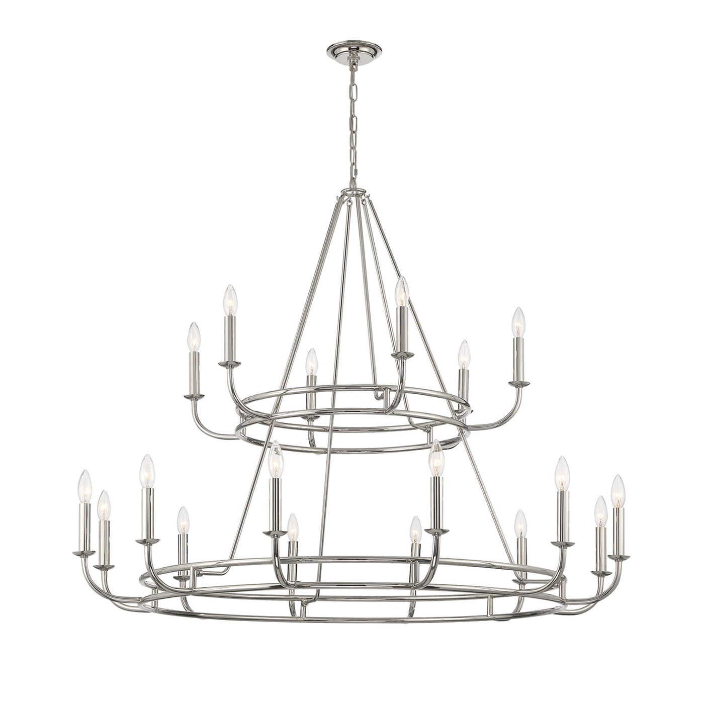 ##Antique Hardware## Bailey 18 Light Polished Nickel Chandelier