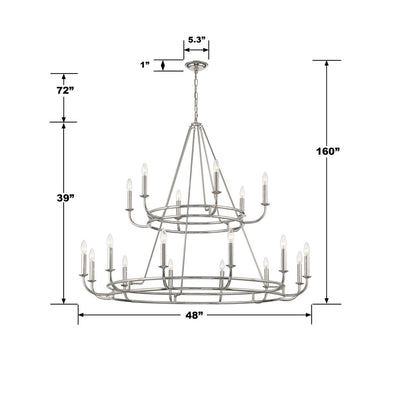 ##Antique Hardware## Bailey 18 Light Polished Nickel Chandelier