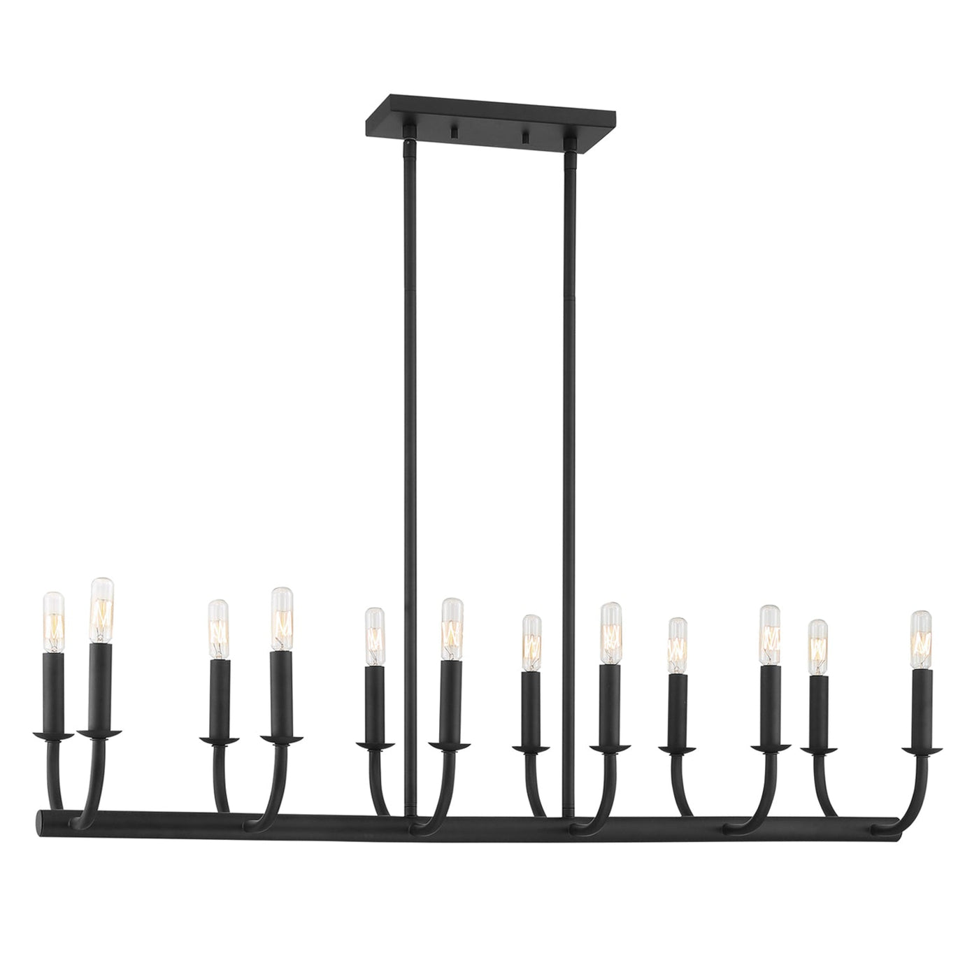 ##Antique Hardware## Bailey 12 Light Matte Black Chandelier