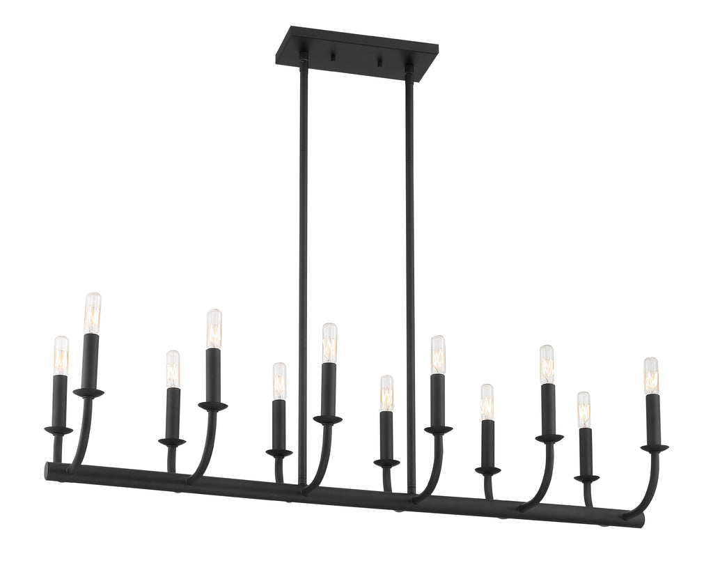 ##Antique Hardware## Bailey 12 Light Matte Black Chandelier